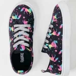 FabKids Colorful Unicorn Black Sneakers